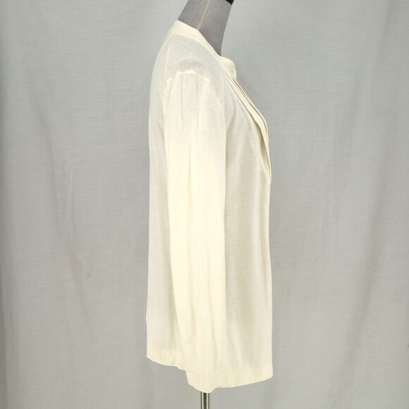 J Jill Top Womens Medium Ivory Cotton Knit Pleated Front Blouse Pullover Career - Picture 5 of 13